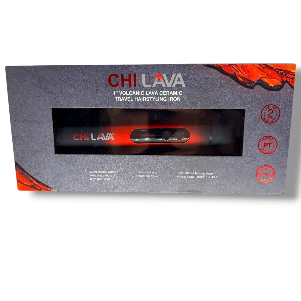 CHI Lava 1" Volcanic Lava Ceramic Travel Hairstyling Iron Red Black GF8281